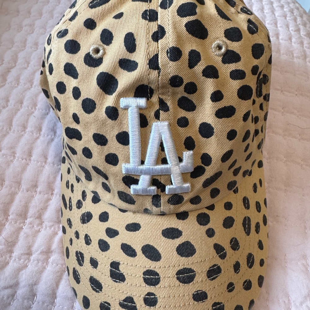 LA Embroidered Tan and Black cheetah spot hat
